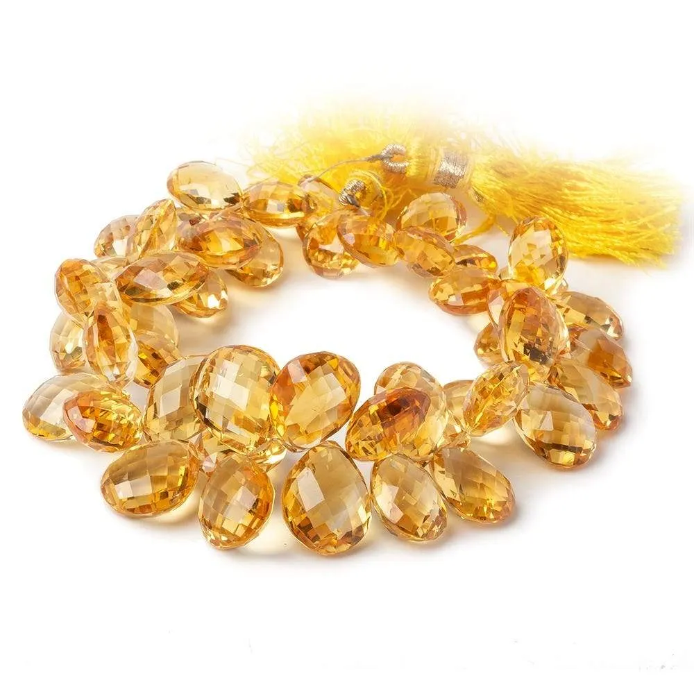 10x8-14x10mm Citrine Faceted Pear Briolette 8 inch 48 Beads AAA