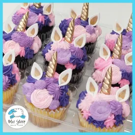 12 Pink and Purple Unicorn Cupcakes