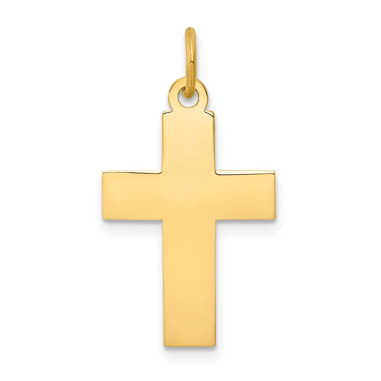 14K Real Yellow Gold High Polished Cross Pendant Charm, 29x15mm