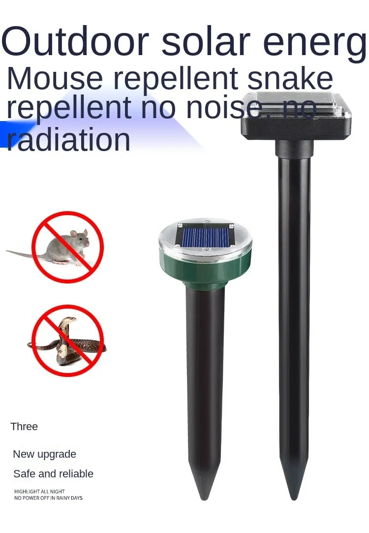 2/4Pcs Mole Rat Repellent Outdoor Solar Ultrasonic Vibration Repeller Spike Pest Deterrent for Lawn Garden Courtyard Farm