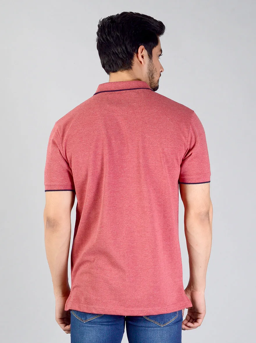 Apple Red Solid Slim Fit Polo T-shirt | Greenfibre