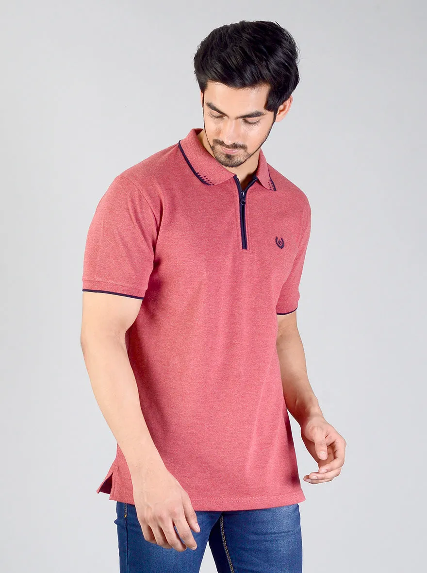 Apple Red Solid Slim Fit Polo T-shirt | Greenfibre