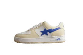 BAPE STA Low-Top Sneakers in Cream and Blue