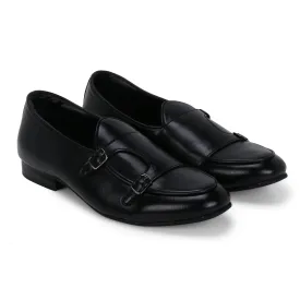 Bello Black Double Monk Loafers