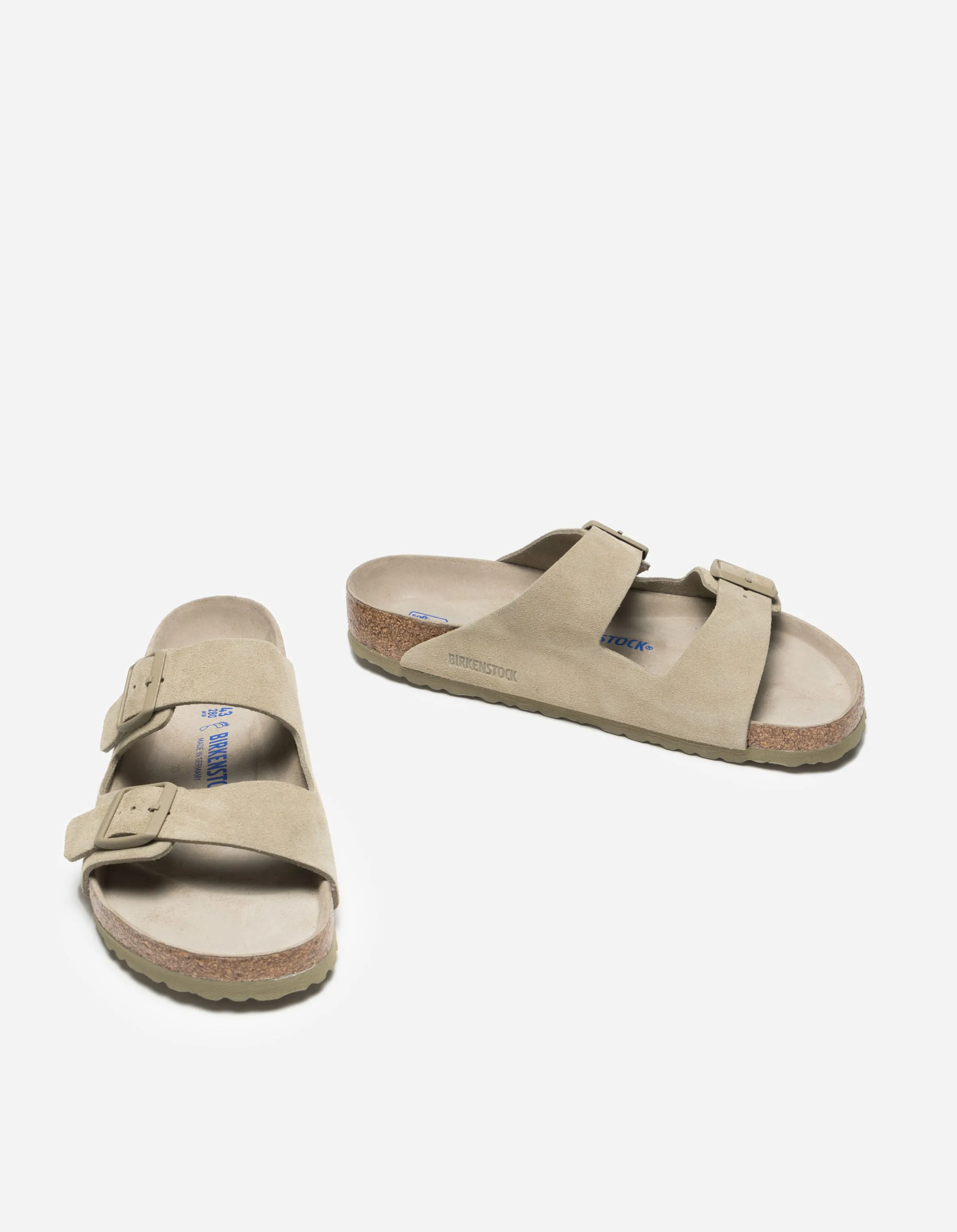 Birkenstock Arizona Soft Footbed Suede Leather Faded Khaki