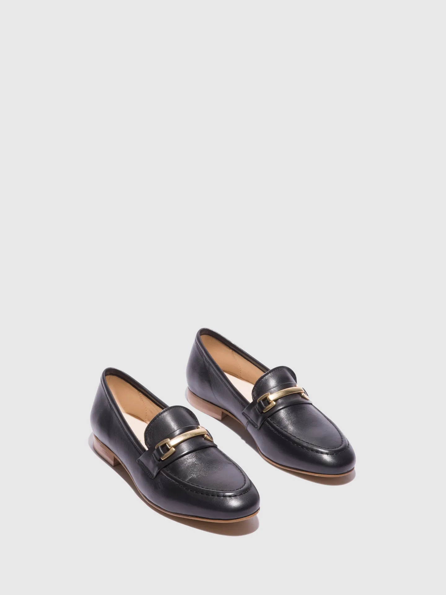 Black Metallic Detail Loafers