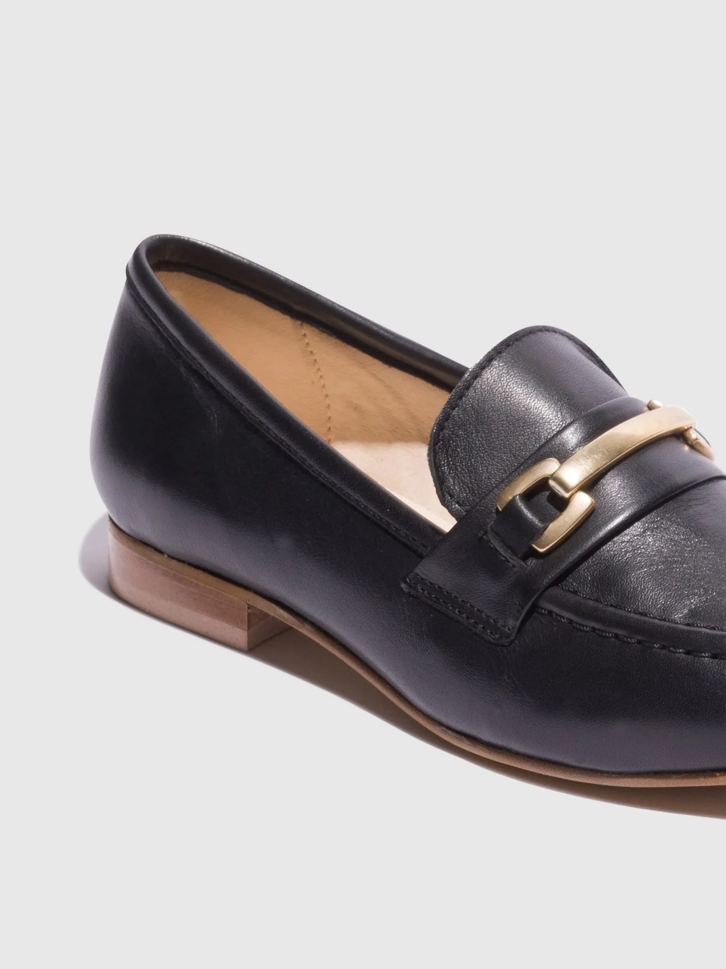 Black Metallic Detail Loafers