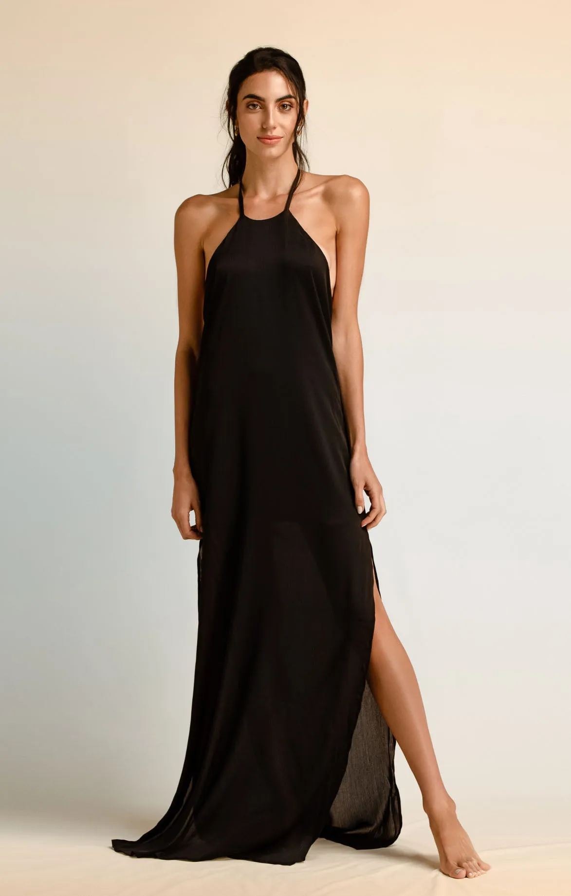 Black Open Back Maxi Dress