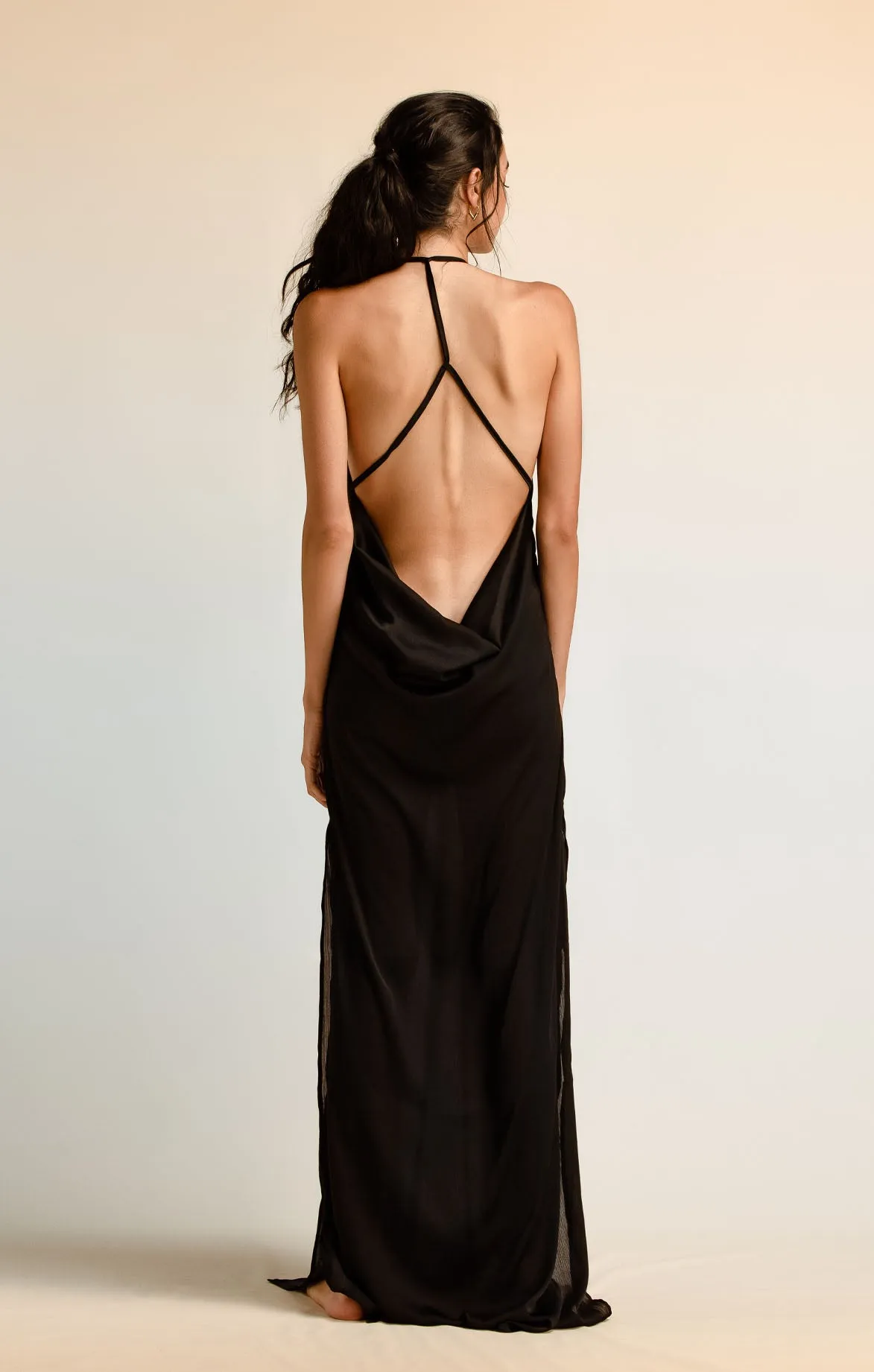 Black Open Back Maxi Dress