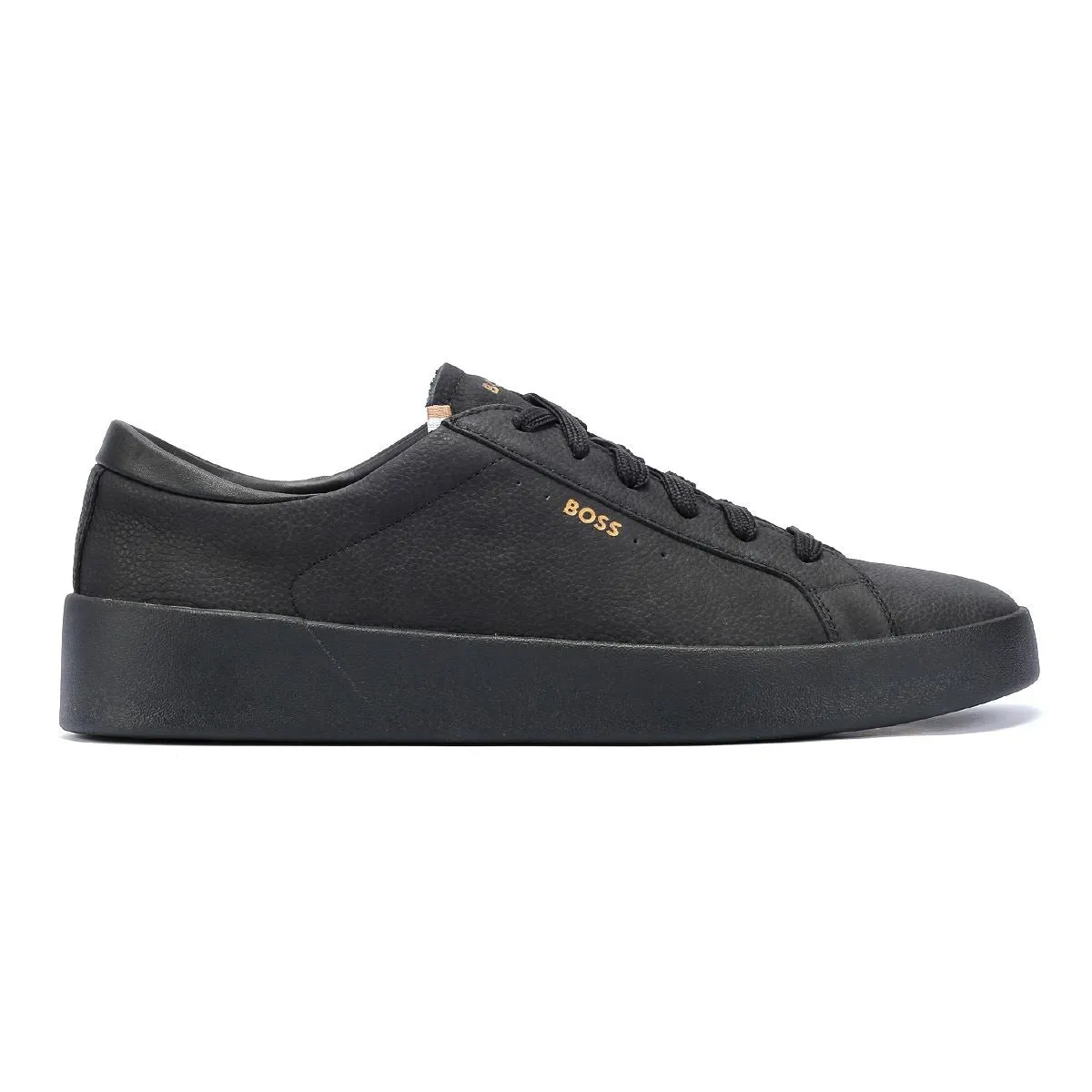 Boss Belwar Tennis Tumble Leather Men's Black Trainers