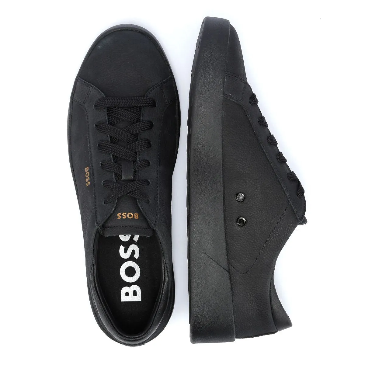 Boss Belwar Tennis Tumble Leather Men's Black Trainers