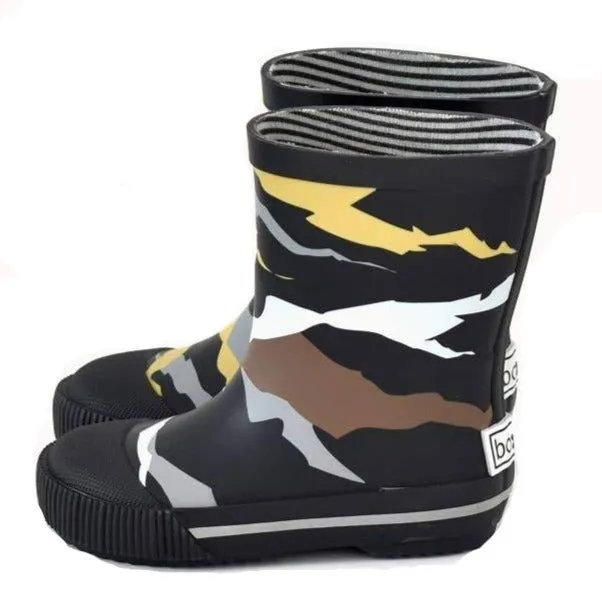 Boxbo Girl's and Boy's Mountain Camo Print Faux Fur Rain Boot