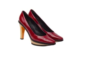 Celine - Red Patent Leather Heels with Beige Platform  - IT 38