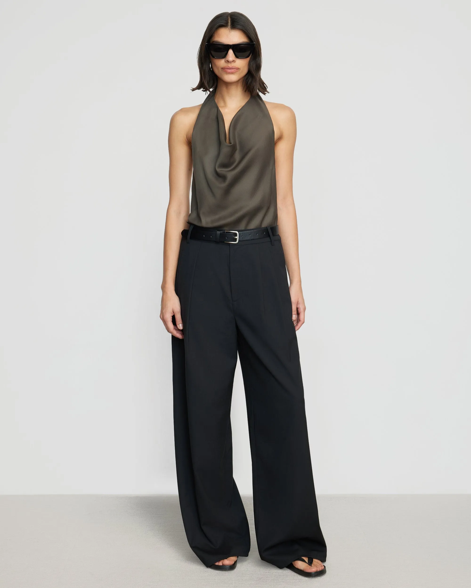 Chance Cowl-Neck Halter Blouse