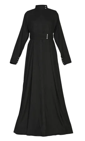 Comfort Black Rayon Stylish Abaya With Pockets And Belt - Final Sale