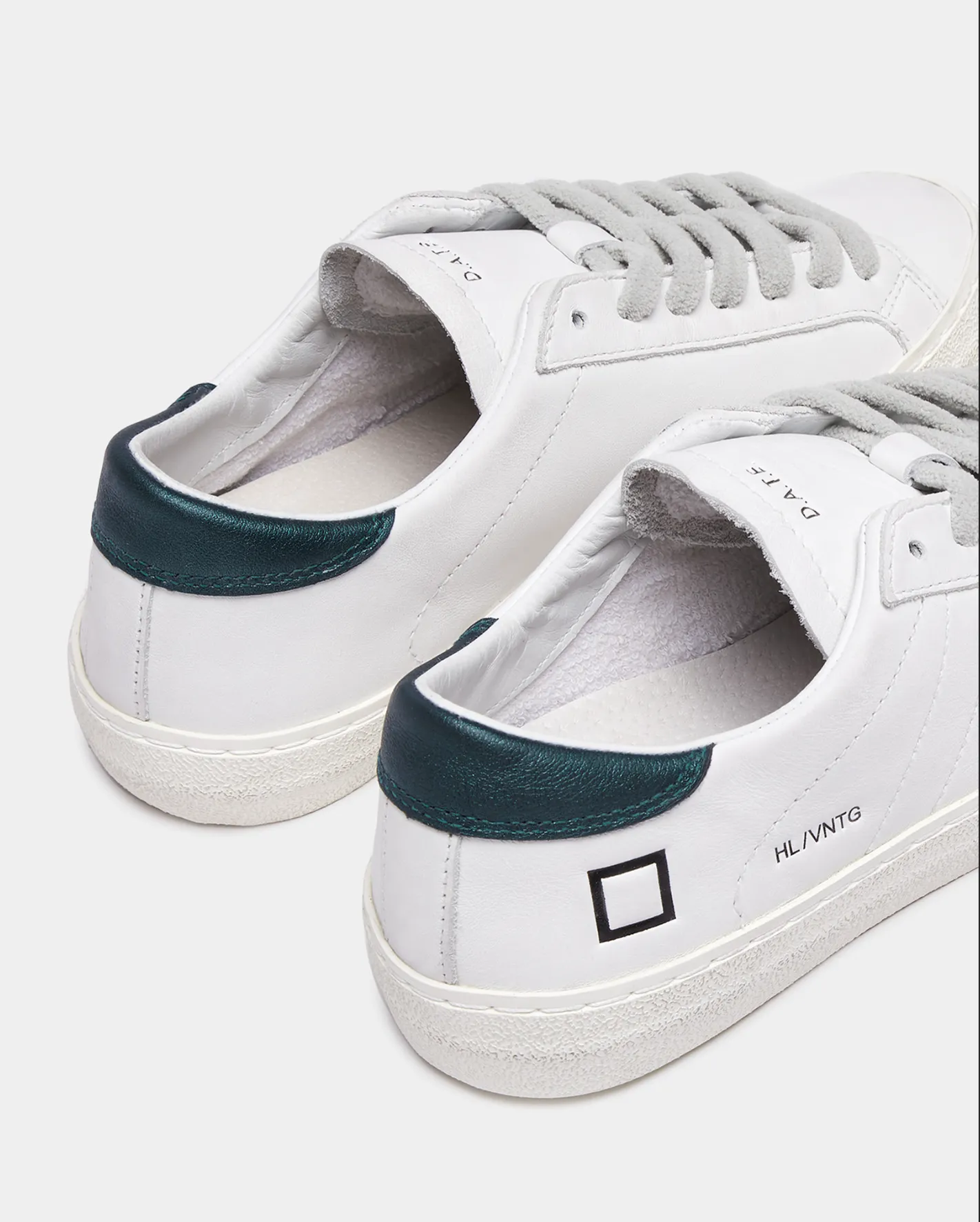 D.A.T.E. Hill Low Vintage Calf White Petrol Trainers