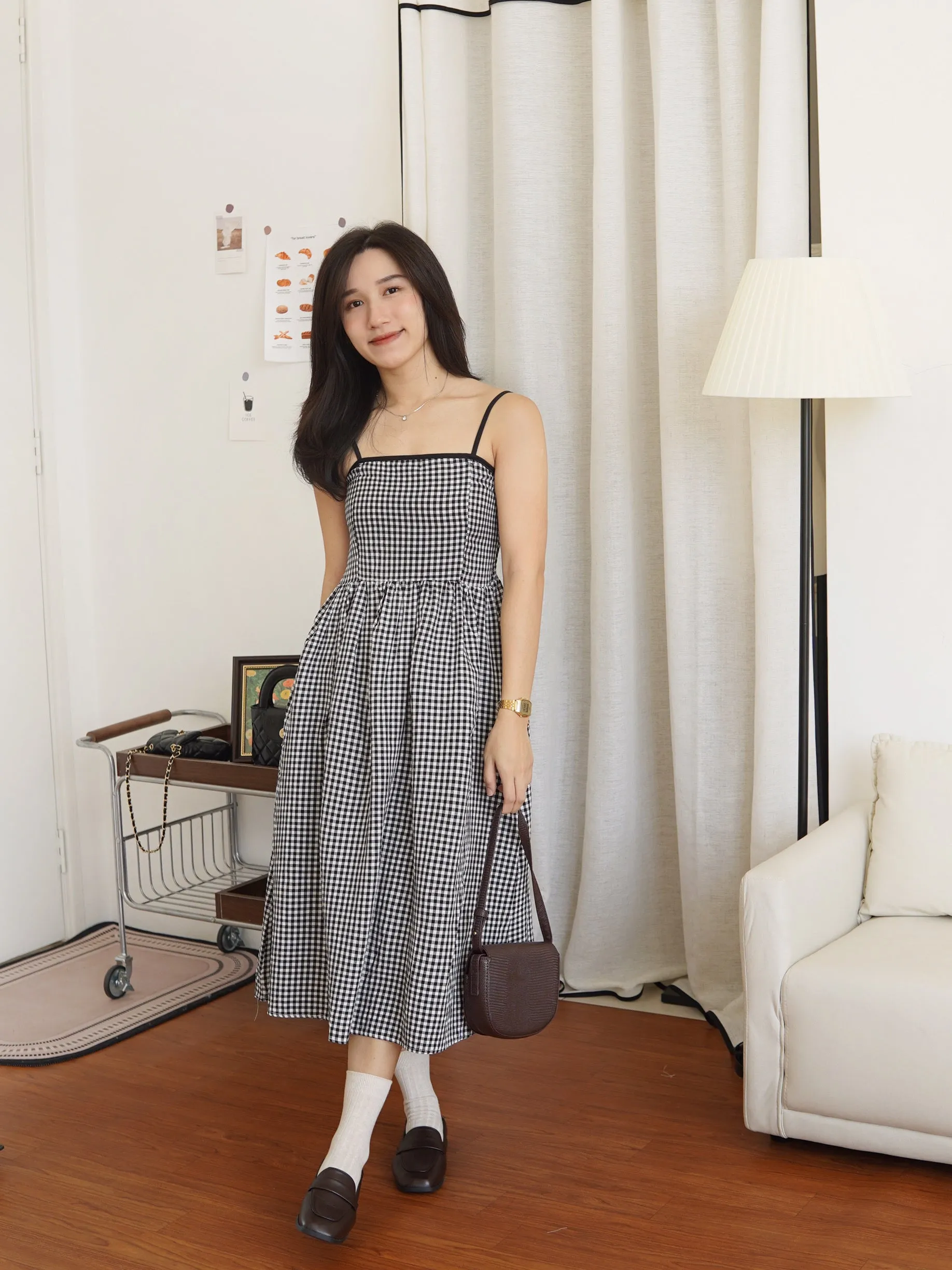 Elexis Gingham Column Midi Dress