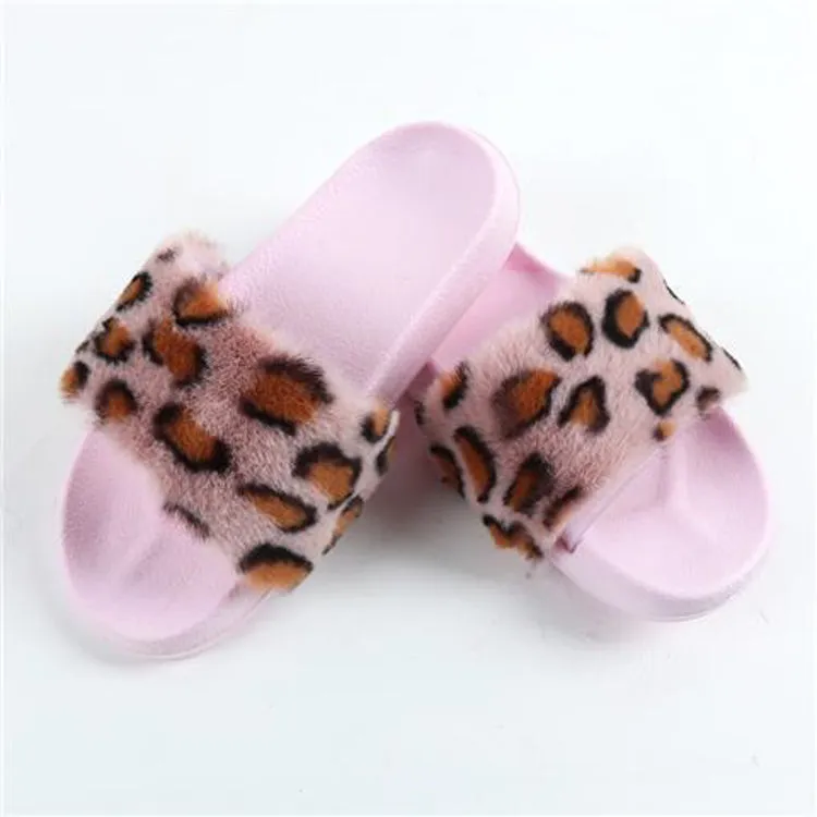 Fashion trend plush faux fur breathable luxury high quality fur slides slippers women