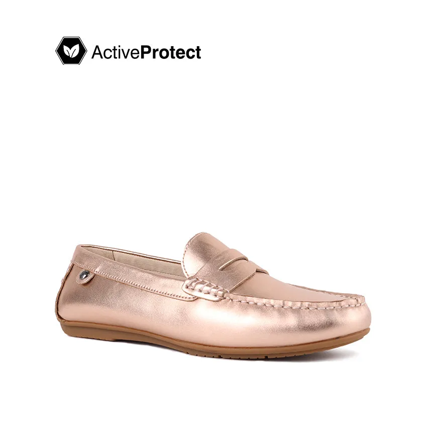 Fen Slip On Penny Women's Shoes - Rose Gold Leather