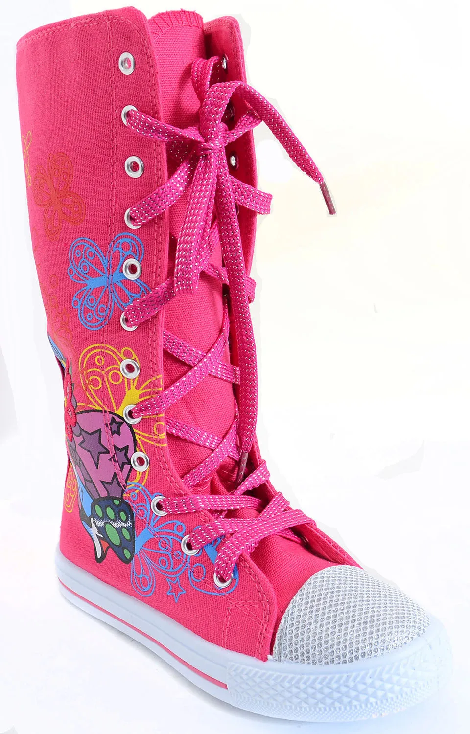 Hearts Butterflies Bling Girls Knee High Sneaker Boots Kids Fourever Funky