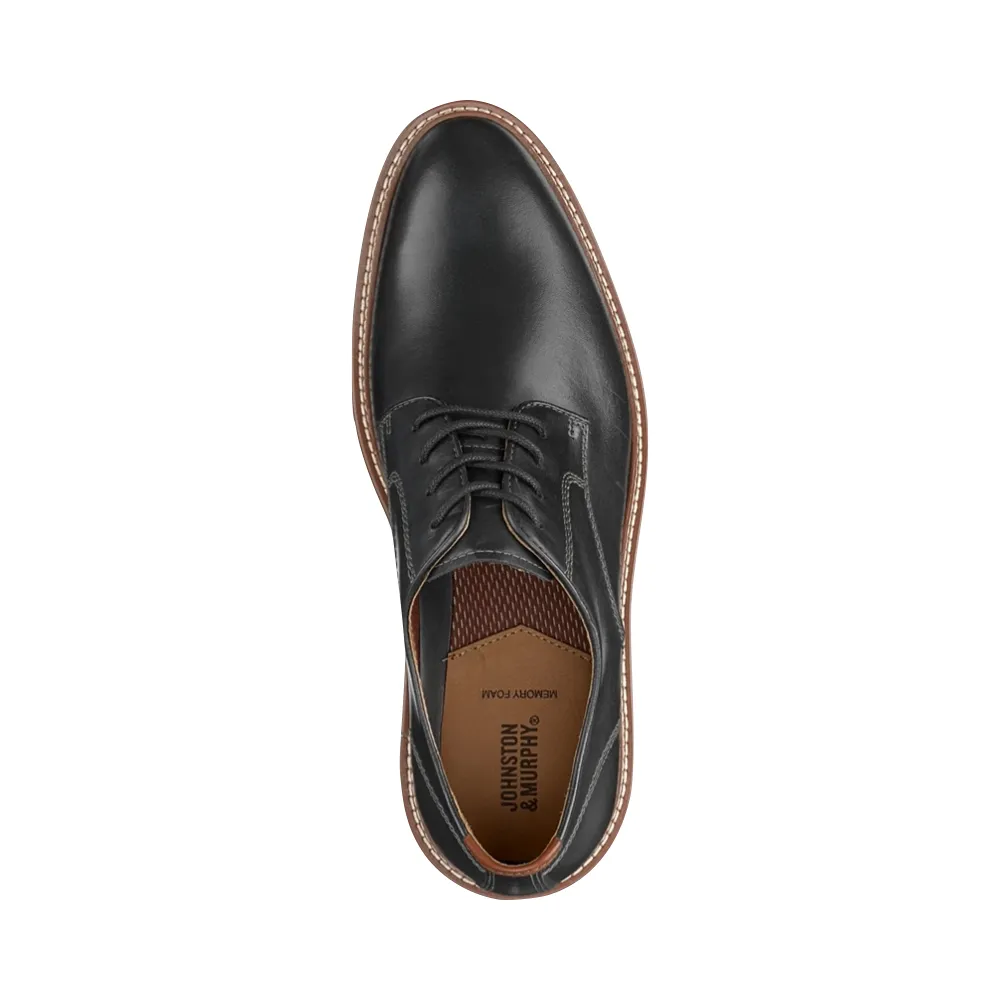 Johnston & Murphy Men's Upton Plain Toe Leather Lace Oxford in Black