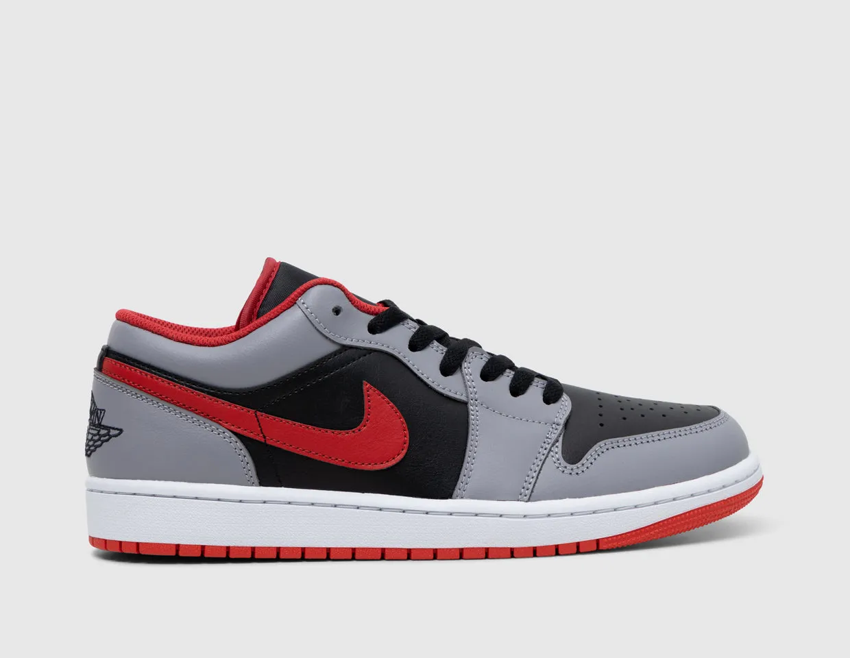 Jordan 1 Low Black / Fire Red - Cement Grey