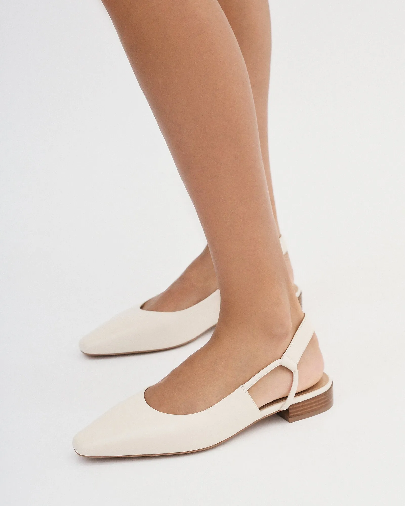 LARISSA DRESS FLATS OFF WHITE LEATHER