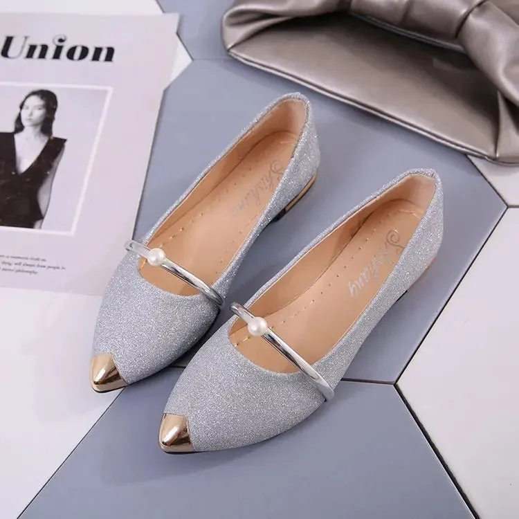 Low Heel Loafers Women Pointed Toe Pumps Elegant Flat Dress Shoes for Ladies