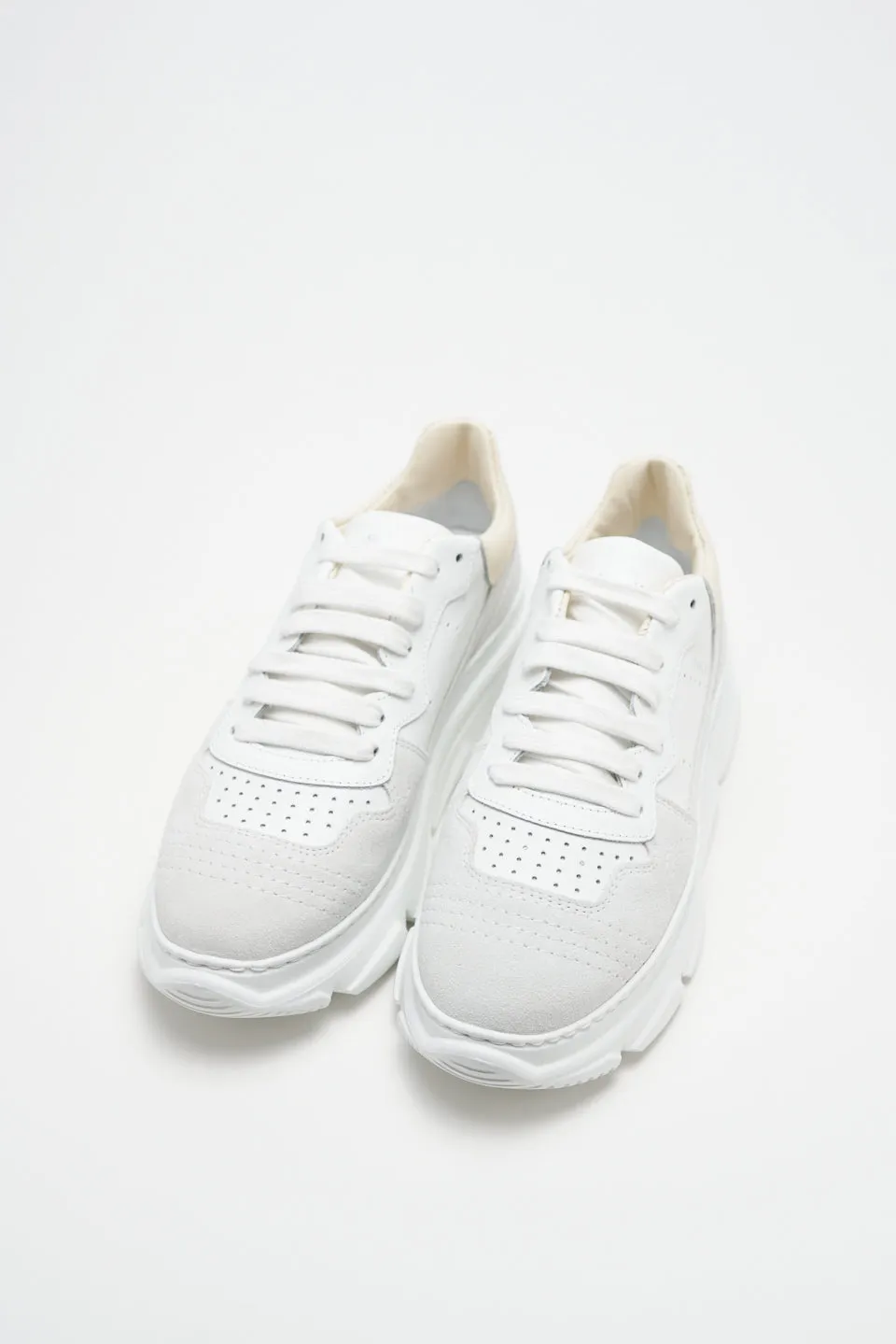 Material Mix White Butter Chunky Sneakers