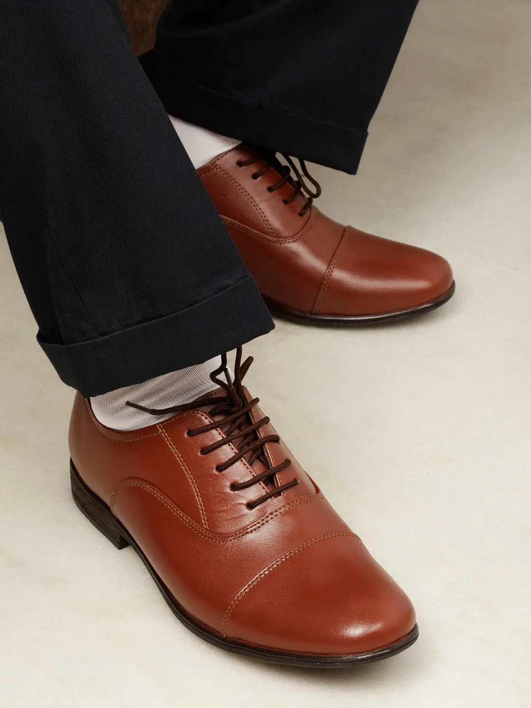 Men's Tan Regular Toe Derby Formal (ID2104)