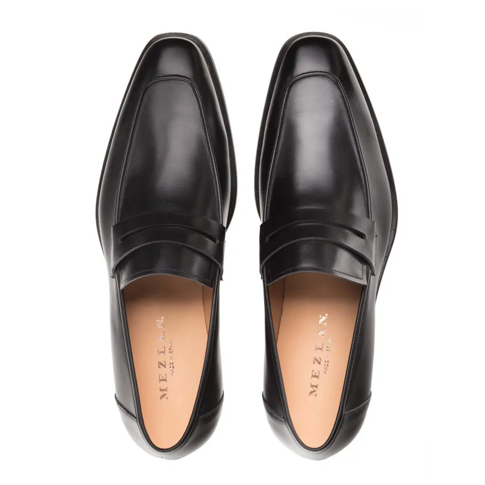 Mezlan Calfskin Penny Loafer Black