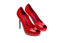 Original Alexander McQueen - Red Peep Toe Heels - IT 38 1/2