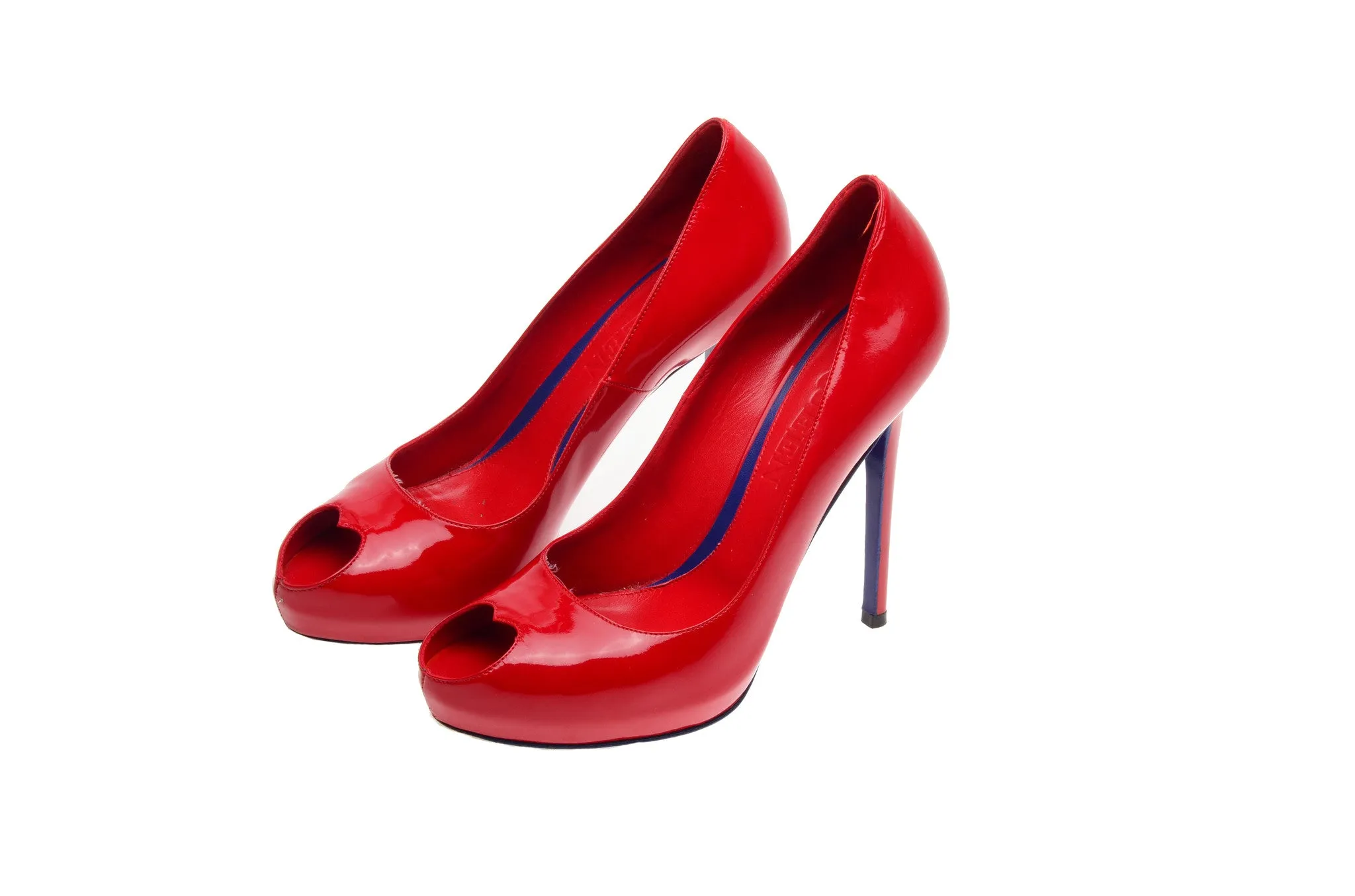 Original Alexander McQueen - Red Peep Toe Heels - IT 38 1/2