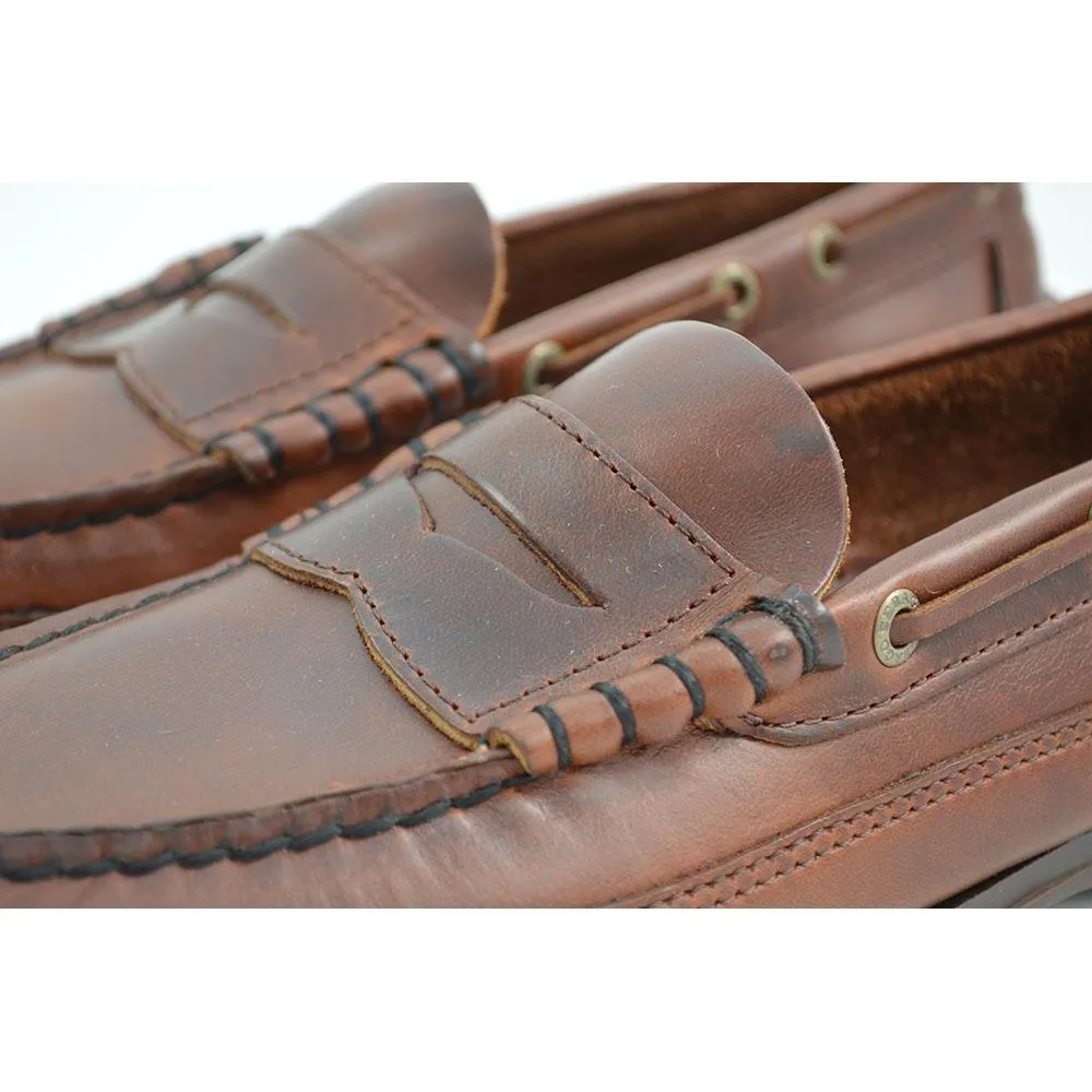 Sebago Sloop Brown Oiled Waxy Slip On Shoes