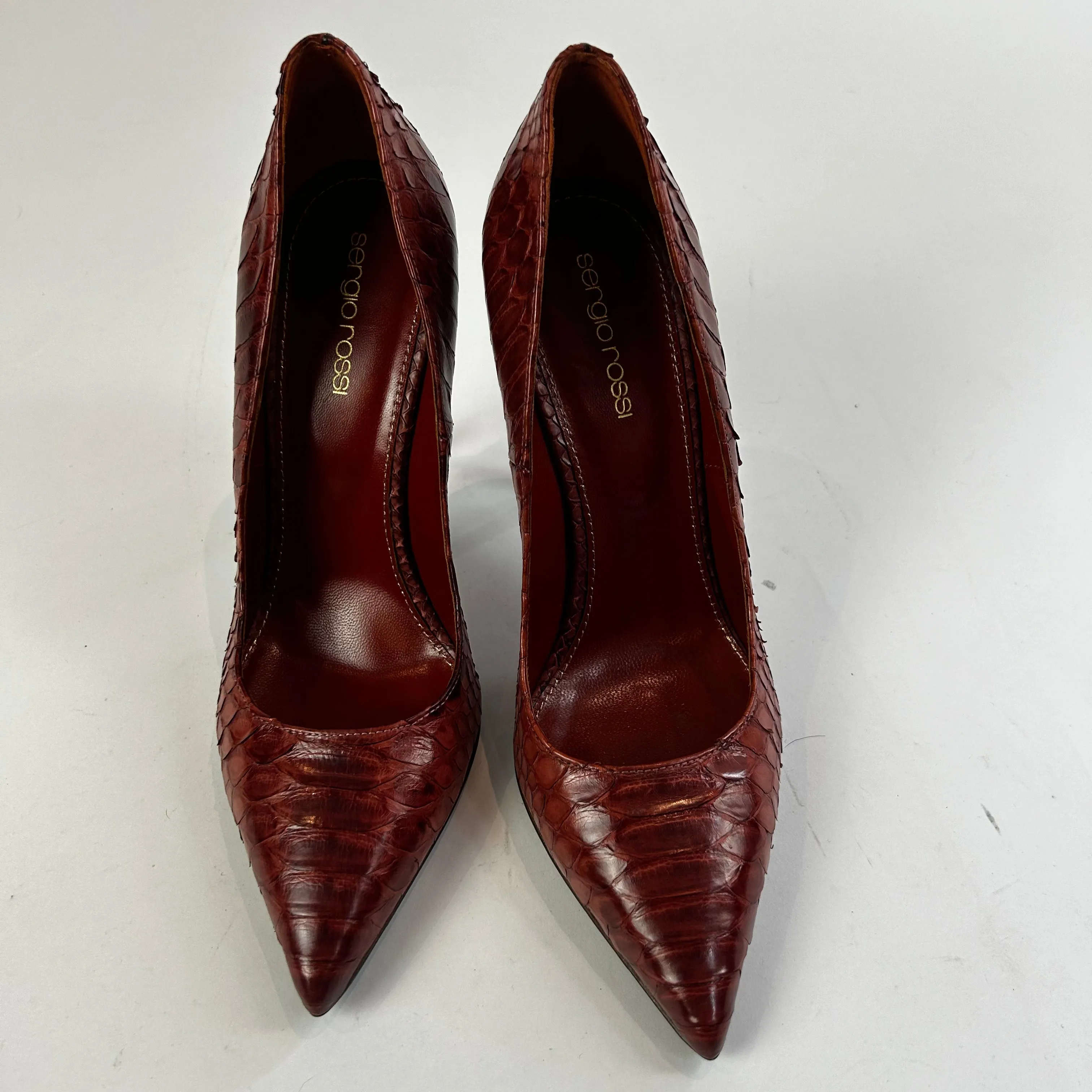 Sergio Rossi Oxblood Python 110 Heels 38