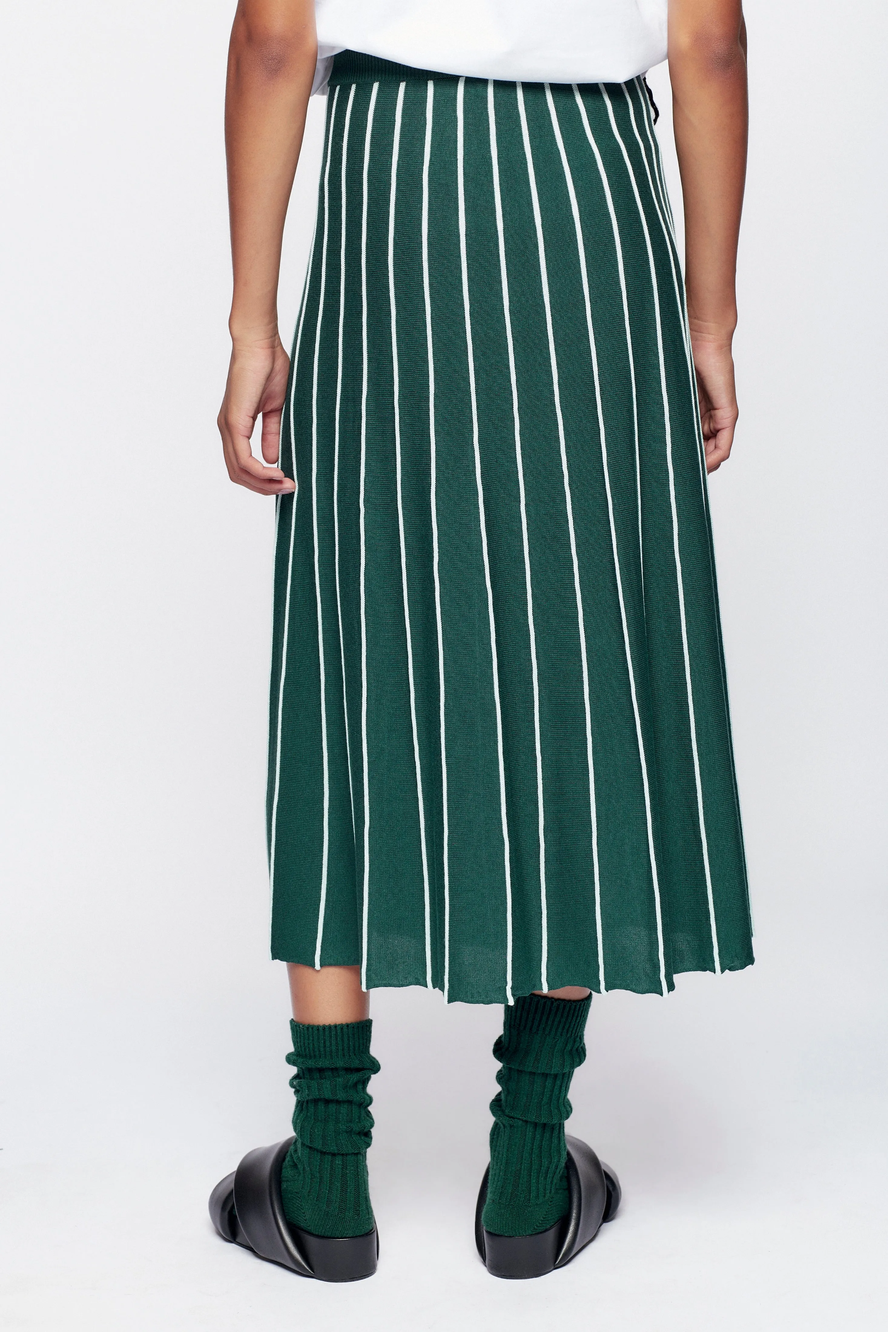 Women's Fine Knit Skirt in Racing Green/Pale Jade