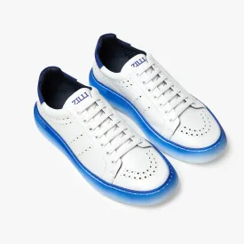 Zilli Italian White Perforated Leather Sneaker with Palladium-Finish Rivet